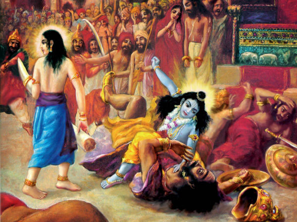 krishna killing kansa in his kingdom